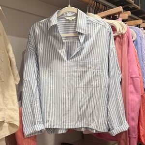Max Studio Blue Striped Long Sleeve Shirt